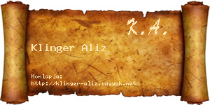 Klinger Aliz névjegykártya