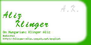 aliz klinger business card